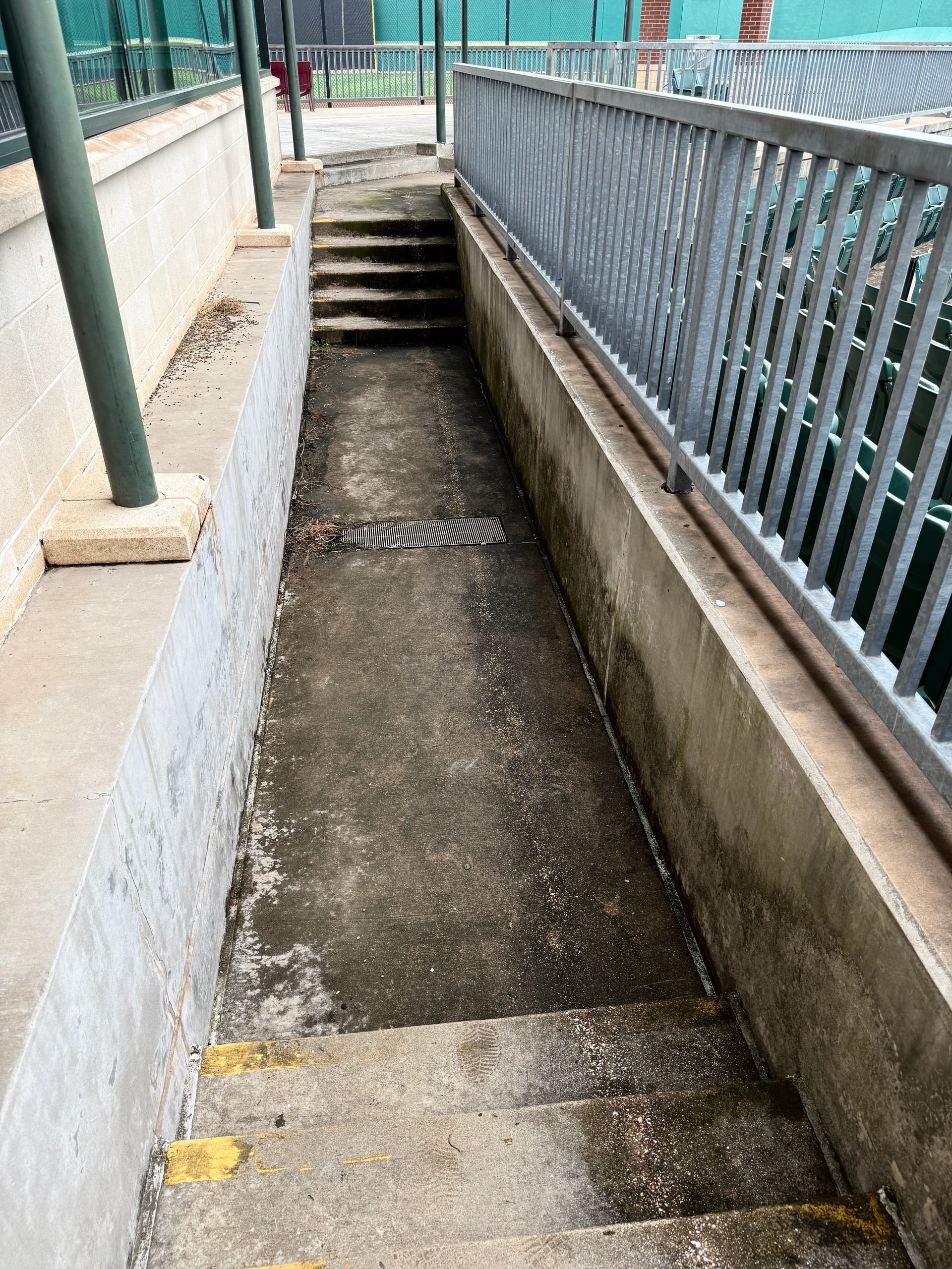 Stairway before pressure washing